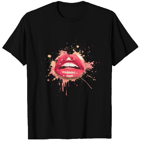 hand painted splatter color lips T Shirts
