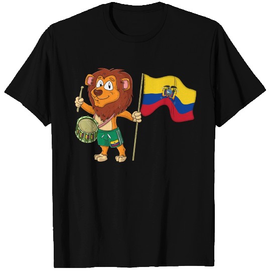 Lion with the Ecuador flag T Shirts
