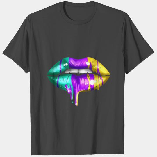 Big Lips In Green, Purple And Yellow Golden For T Shirts