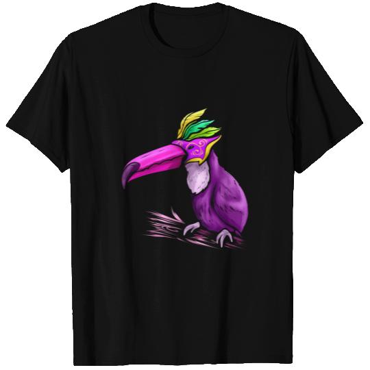 Purple Tucan With Mask For Mardi Gras T Shirts
