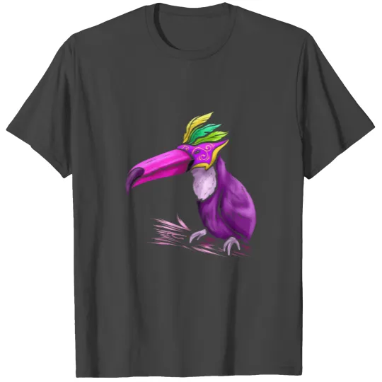 Purple Tucan With Mask For Mardi Gras T Shirts