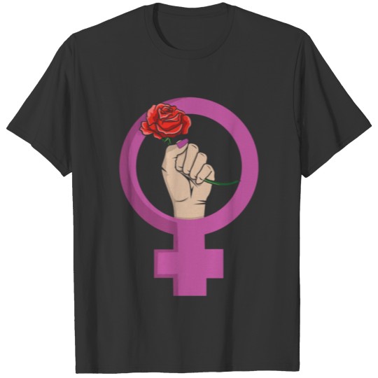 International Womens Day Girl Feminist Symbol Rose T Shirts