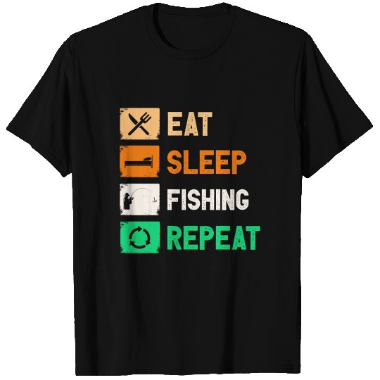 Eat Sleep Fishing Repeat Funny Outdoor T Shirts