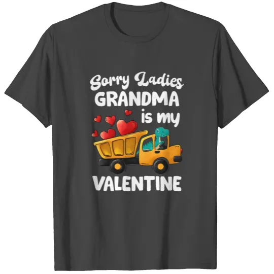 Grandma Is My Valentine Trex Dino Dump Truck Boys T Shirts