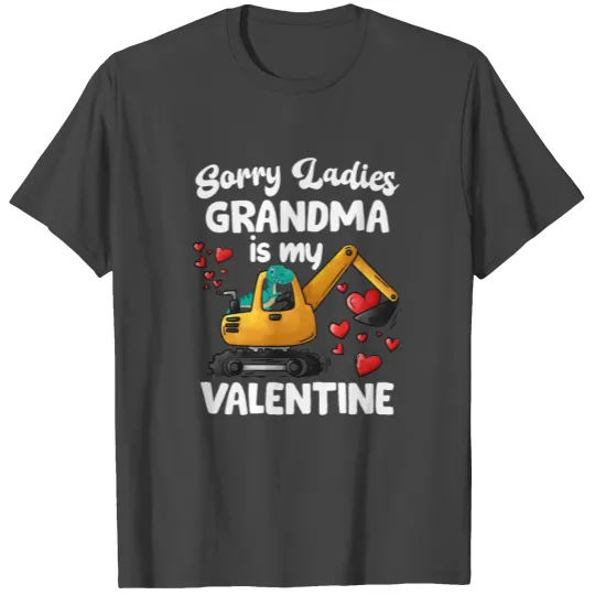 Grandma Is My Valentine Boys Trex Dino Excavator T Shirts