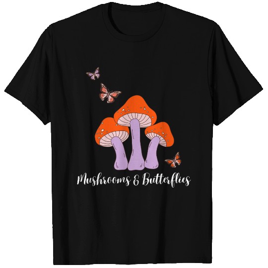 Mushrooms Butterflies Design T Shirts
