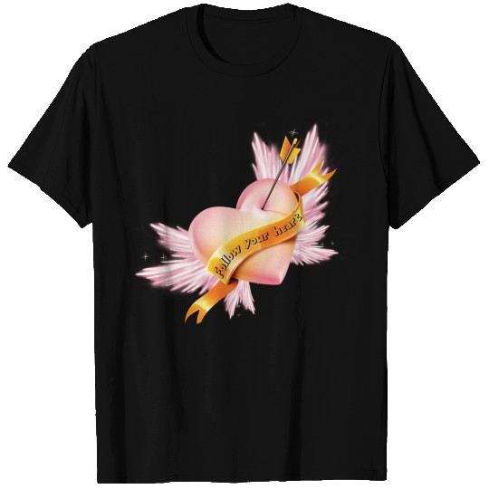 Follow your heart. Pink Valentine's Heart T Shirts