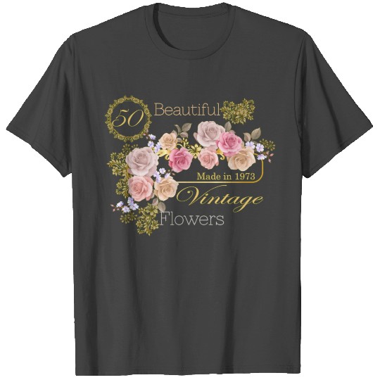 Gift for 50 Year Old Vintage roses flowers- T Shirts