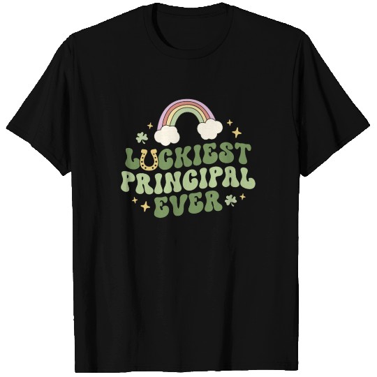 Luckiest Principal Ever Clover Retro St Patricks T Shirts