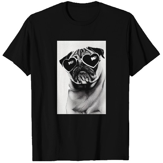 pug with sunglasses art print poster gift T Shirts