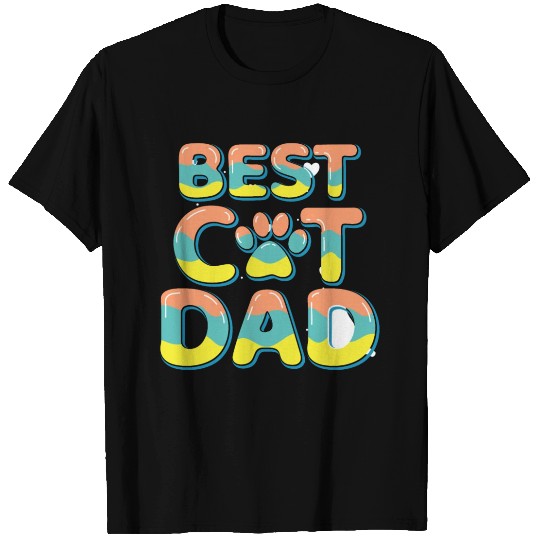 Retro Best Dad Cat Gift T Shirts