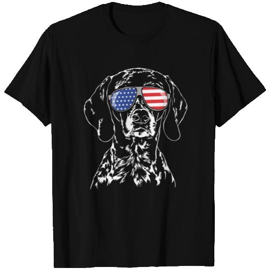 German Shorthaired Pointer American Flag dog T Shirts