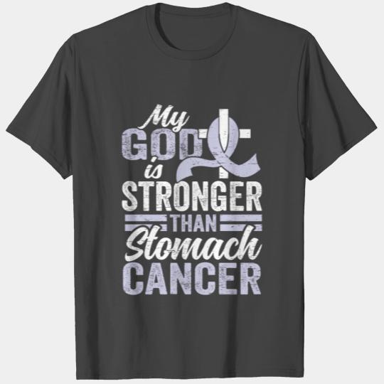 Periwinkle Ribbon God Stronger Than Stomach Cancer T Shirts