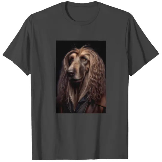 Afghan Hound wearing leather jacket - Dog Breed Po T Shirts