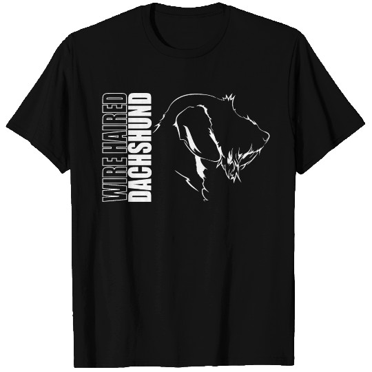 Funny Wire Haired Dachshund Profile dog mom T Shirts