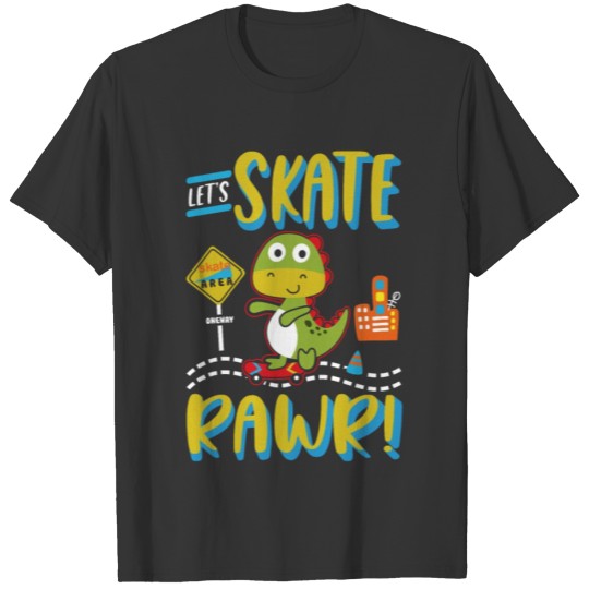 Skateboarding Dino Girls Boys Dinosaur Skater T Shirts