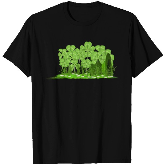 Leprechaun's Top Hat Lying in Field of Shamrocks T Shirts