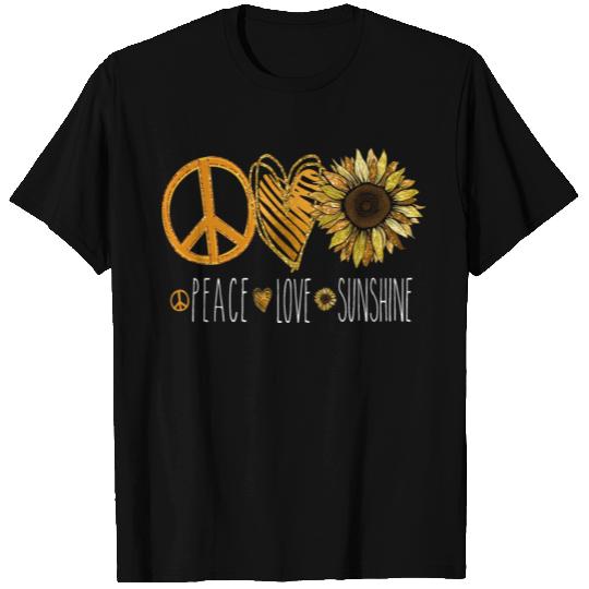 Peace Love Sunshine Gold Glitter Flower T Shirts