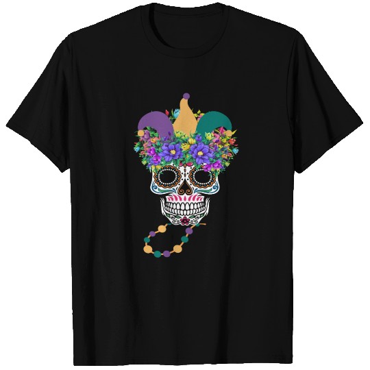Mardi Gras Mask Flower Sugar Dia De Los Muertos T Shirts