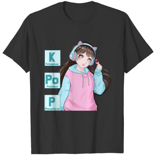 Funny Science KPop Anime Girl Finger Heart T Shirts