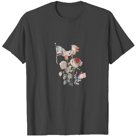 Memorial Day Veteran Wife Roses American USA Flag T Shirts