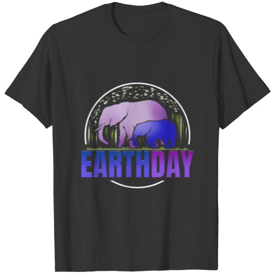 Logo Purple African Elefant Animals For Earth Day T Shirts