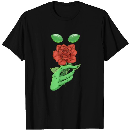 Cryptidcore Aesthetic Red Rose Alien Cryptid T Shirts