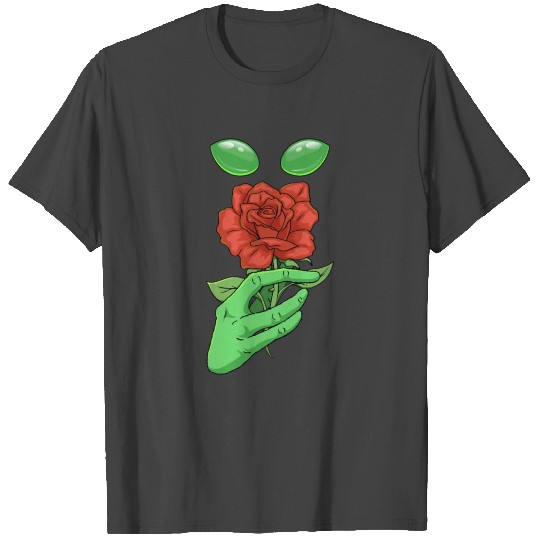 Cryptidcore Aesthetic Red Rose Alien Cryptid T Shirts