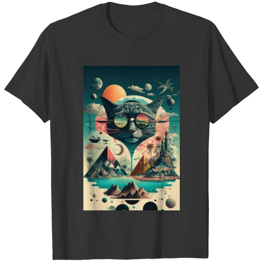 Abstract Fantasy Surrealistic Cat V2 T Shirts