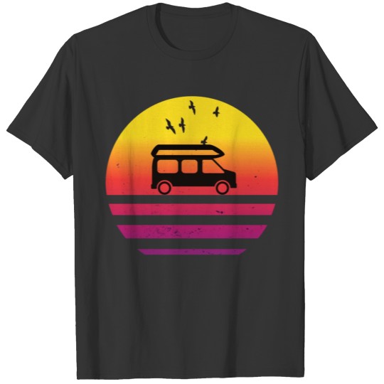 Camper Van Retro Sunset Vintage sun camping sea T Shirts
