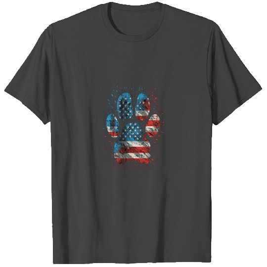 Memorial Day Dog Paw Print American USA Flag 4th T Shirts