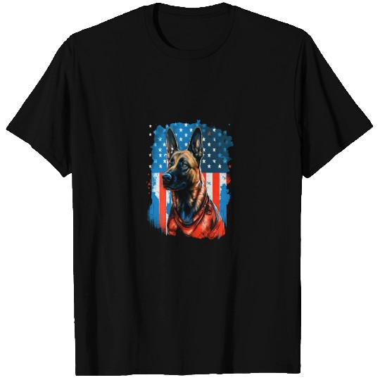 Memorial Day Belgian Malinois American Flag USA T Shirts