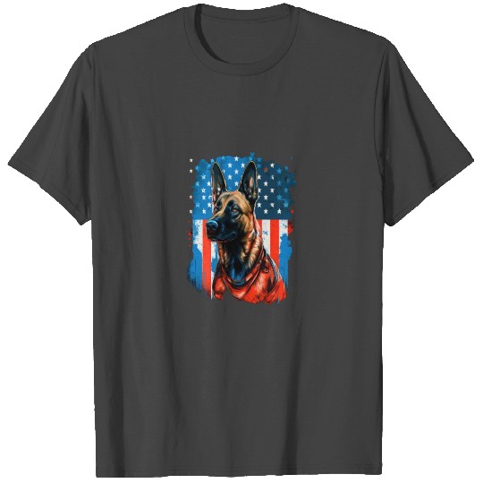 Memorial Day Belgian Malinois American Flag USA T Shirts