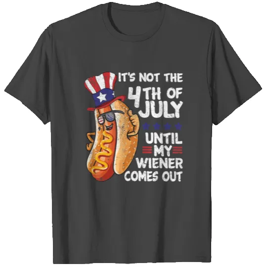 Funny 4th of July Hot Dog Wiener Comes Out BBQ Par T Shirts