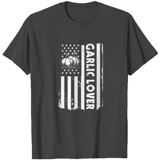 USA Flag Garlic Lover Design T Shirts