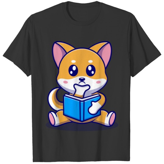 Cute puppies reading book illustration T Shirts