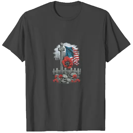 Memorial Day Red Poppy Flower Fallen Hero Veteran T Shirts