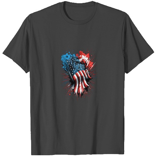 Happy Memorial Day Fireworks American USA Flag T Shirts