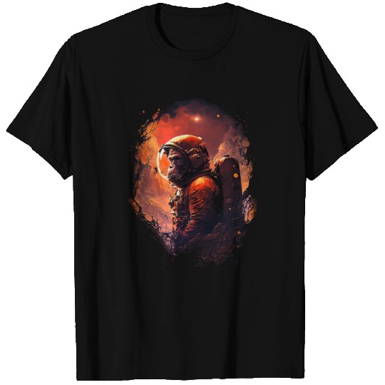 Monkey Astronaut Chimpanzee Space Surreal Moon T Shirts