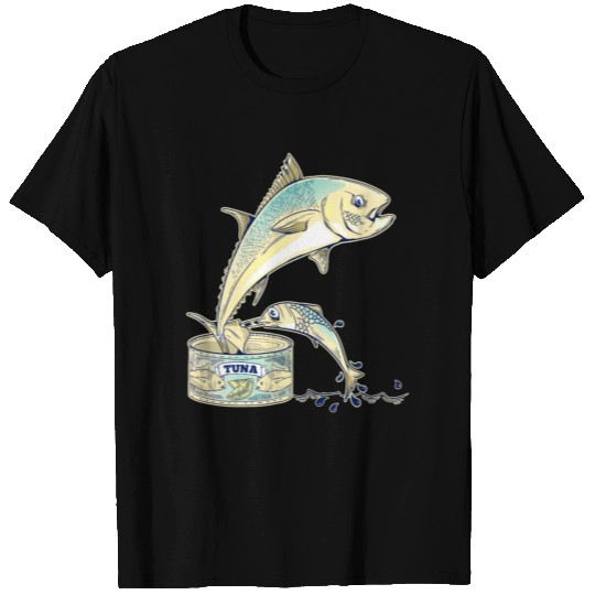 Tuna Fish Escaping a tin can T Shirts