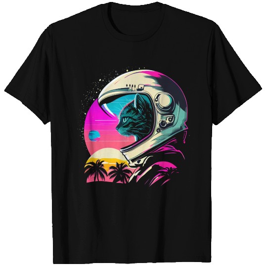 Aesthetic Vaporwave Space Cat 80s 90s Astronaut T Shirts
