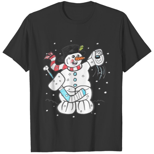 Hockey Goalie Merry Christmas Holiday Happy Snowma T Shirts