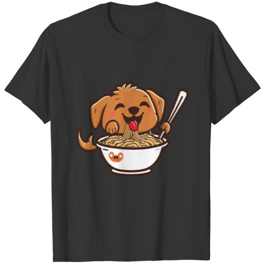 Cute Happy Dog Eating Spaghetti T Shirts