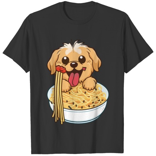 Crazy Happy Dog Eating Spaghetti T Shirts