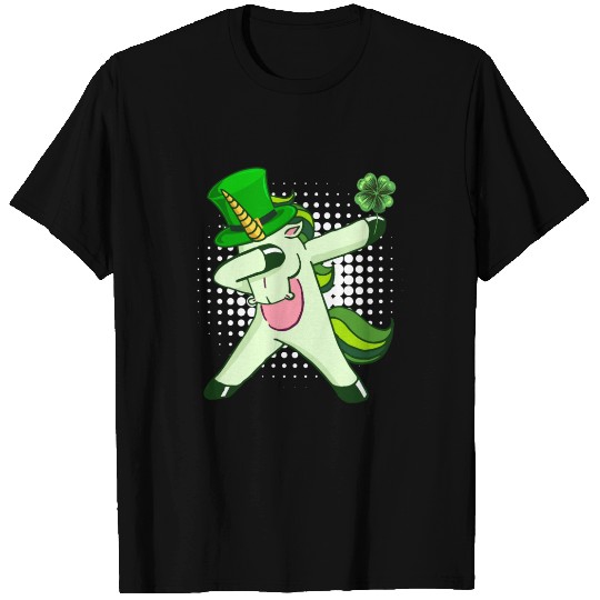 Dabbing unicorn shamrock St. Patrick's Day T Shirts