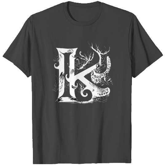 Letter K Monogram Hand Drawn Typography Gothic Wit T Shirts