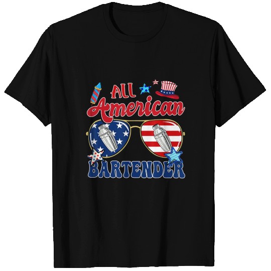 All American Bartender Sunglasses American Flag 4t T Shirts