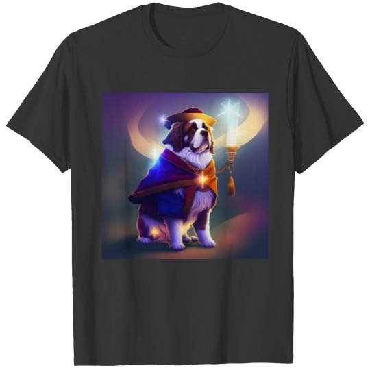 Saint Bernard Dog as a Wizard T Shirts