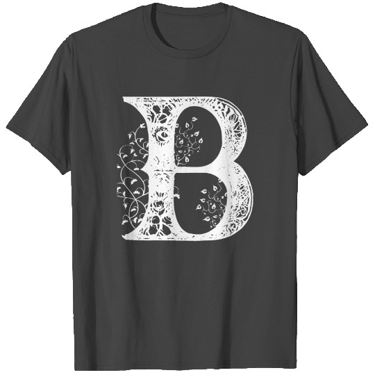 Letter B Monogram Hand Drawn Typography Gothic Wit T Shirts