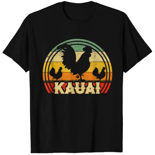 Kauai Rooster Hawaii Vintage Sunset Chickens Pet T Shirts